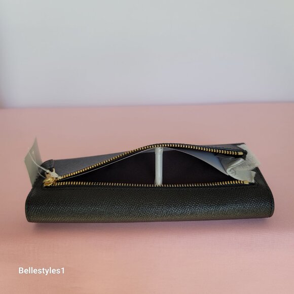 COACH Wyn Envelope Crossgrain Leather Wallet- Black color - Picture 8 of 16